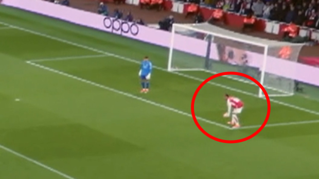 Arsenal defender Gabriel handles the ball.