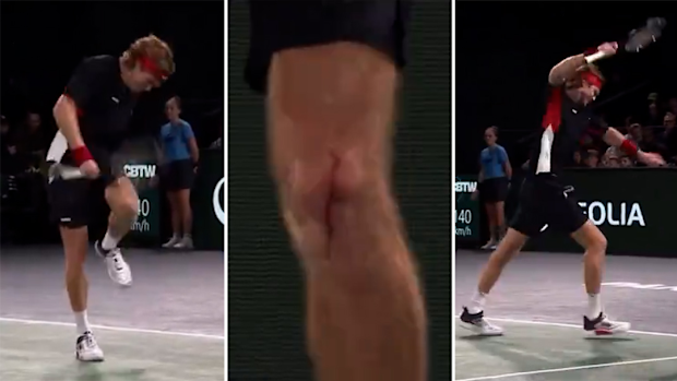 Andrey Rublev left his knee bloodied after a meltdown during the Paris Masters.