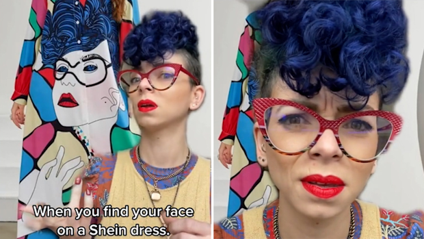 woman stunned to find her face on shien dress design