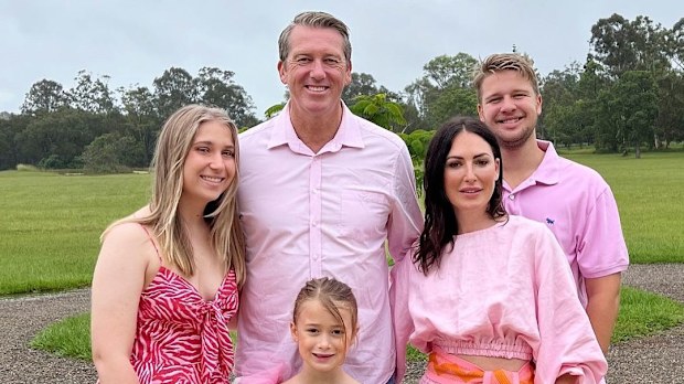 Glenn McGrath and Sara Leonardi with their blended family