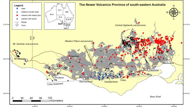 Australia's most recent volcanic areal; the Newer Volcanics Province of southeast Australia.