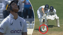Ben Stokes was left bemused after was trapped in front lbw.