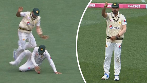 Abdullah Shafique put a big slide tackle on Amir Jamal just before lunch.