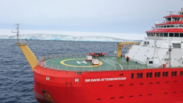New footage of a mammoth iceberg floating near Antarctica which looms taller than Australia's tallest building has been captured by scientists.