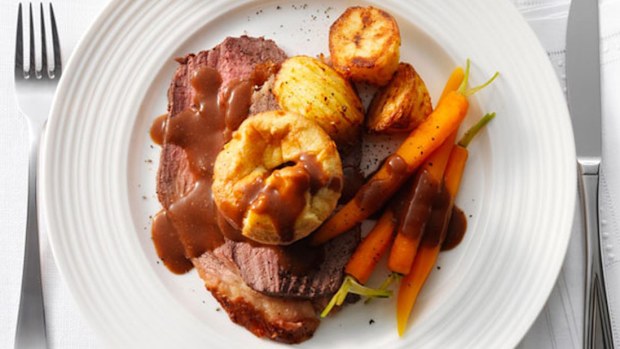 Roast beef with Yorkshire pudding is a classic recipe