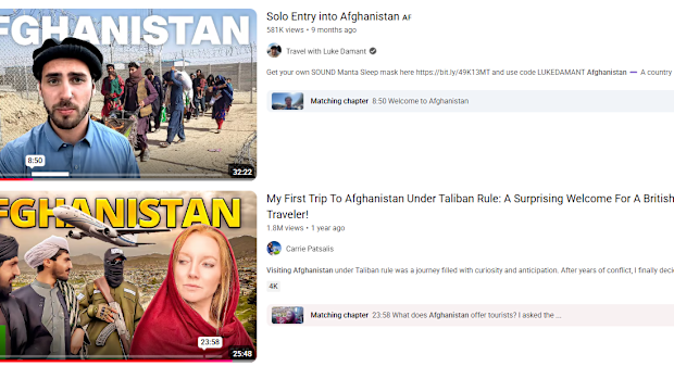 Afganistan tourism videos on youtube 