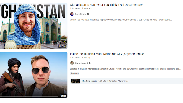 Afganistan tourism videos on youtube 