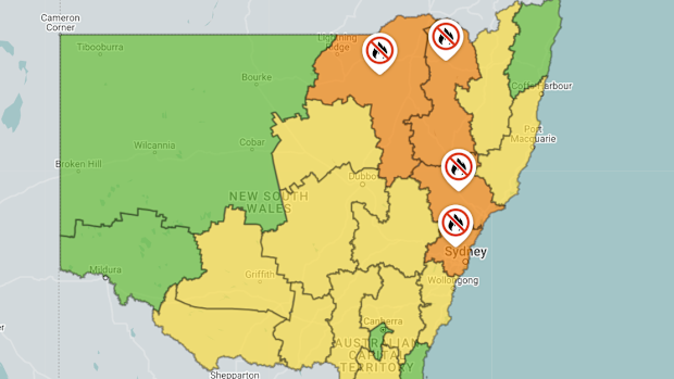 Sydney under total fire ban as bushfire danger levels hit extreme ...