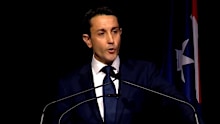 Leader of the QLD LNP David Crisafulli speaks at the Queensland LNP's annual convention at the Brisbane Convention and Exhibition Centre, in Brisbane, Sunday, July 7, 2024.