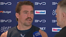 Connor Watson speaking to media.