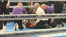 Beau Hartas lies unconscious after being knocked out by Issac Hardman.