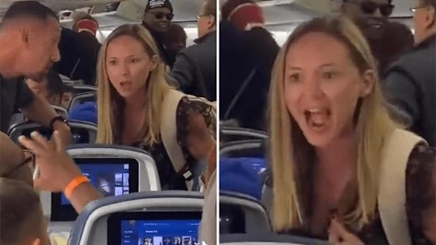 Womn screaming on plane