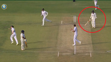 Ravindra Jadeja reacts to his mistake.
