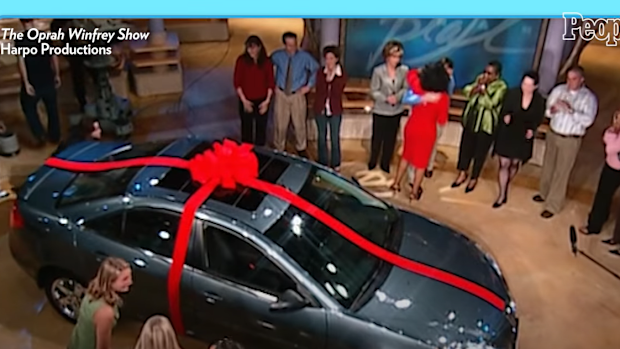 Oprah during her iconic 'You get a car' giveaway in 2004.