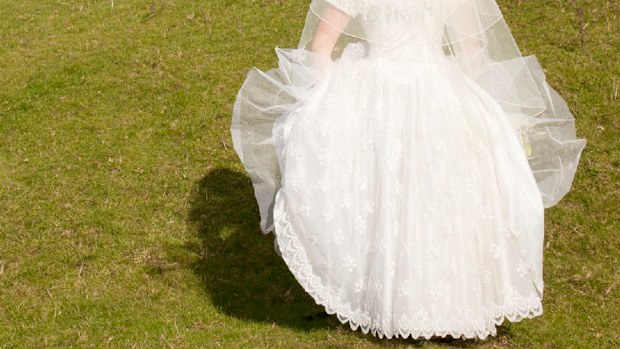 Bride arriving to funeral