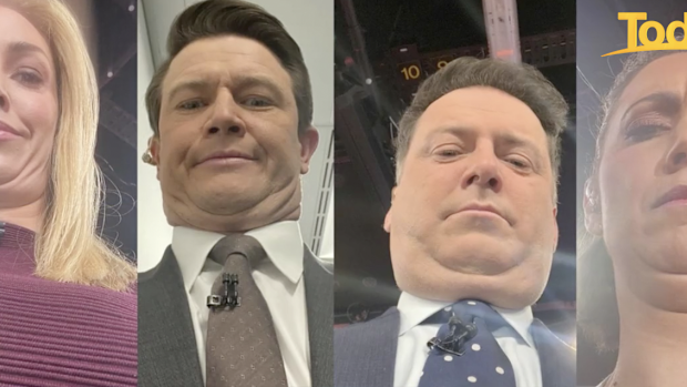 Newsreader Alex Cullen said 'This was not meant for public consumption' as the pics rolled.