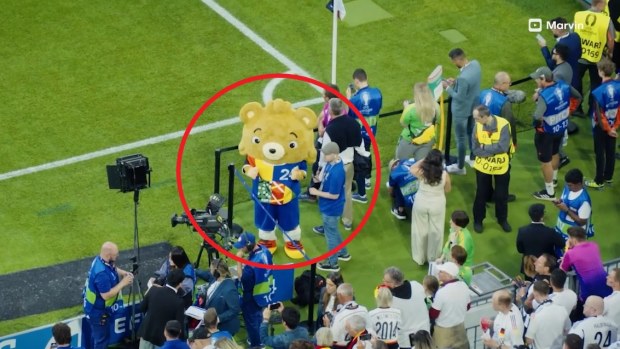YouTuber Marvin Wildhage dressed as a mascot at the Euros.