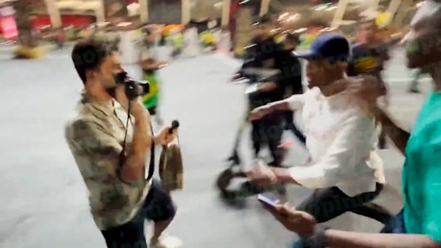 Samuel Eto'o has apologised after a "violent altercation" at the World Cup.