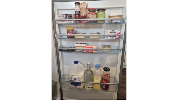 Brooke's fridge door keeps the milk that's open.