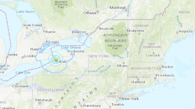 The US Geological Survey preliminarily reported a 3.8 earthquake centered east of Buffalo in the suburb of West Seneca at about 6.15am. 