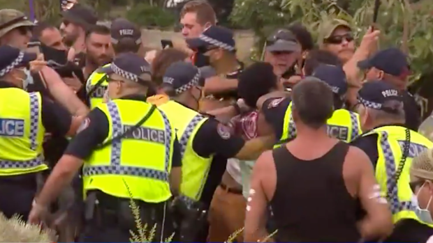 Angry protesters took to the street against mandatory vaccines in the Northern Territory.