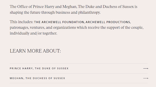 harry and meghan new website launch