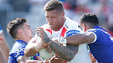 St George Illawarra enforcer Tariq Sims takes a hit-up.