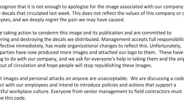 Statement from X-Site Energy Services. 