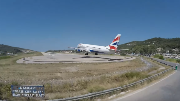 The runway at Skiathos Airport has a sign warning people to keep away from the aircraft blast, but it doesn't stop thrill-seekers looking for the ultimate selfie. 