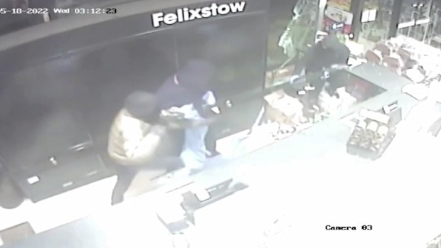 CCTV captured a thieving trio's elaborate attempt to steal cigarettes.