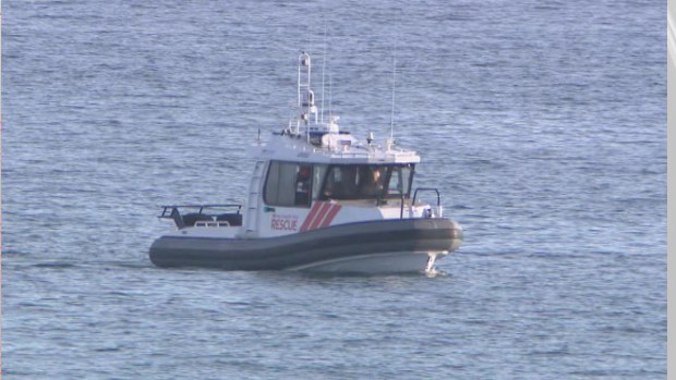A police boat in the water.