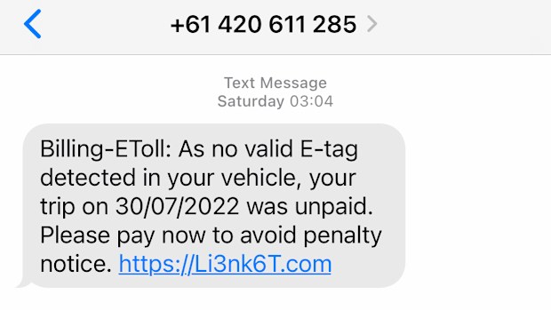 Drivers are being warned not to fall for a scam text relating to road tolls. The text, which comes from a random mobile number, warns people they have not paid a toll. When they click the link to takes them to a website which appears to be the toll company Linkt. But its not.
