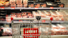 meat on the supermarket counter