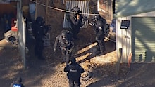 Tactical police raided this rural property at Lara, outside Geelong, on Wednesday, May 13.