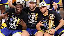 Draymond Green, Klay Thompson and Stephen Curry