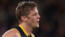 ADELAIDE, AUSTRALIA - AUGUST 19: Rory Sloane of the Crows comes off with an eye injury during the 2023 AFL Round 23 match between the Adelaide Crows and the Sydney Swans at Adelaide Oval on August 19, 2023 in Adelaide, Australia. (Photo by Sarah Reed/AFL Photos via Getty Images)