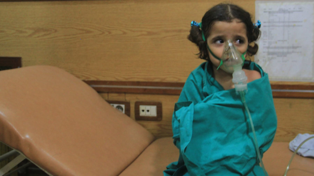 At least seven people have died and dozens have been injured after a gas attack in Aleppo, Syria. (Mahmoud Rashwani via Twitter) 