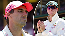 Pat Cummins and Steve Smith during the fifth Test. 