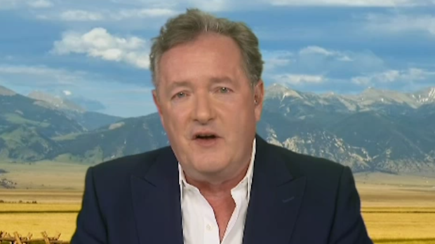Piers Morgan pictured during interview with Tucker Carlson