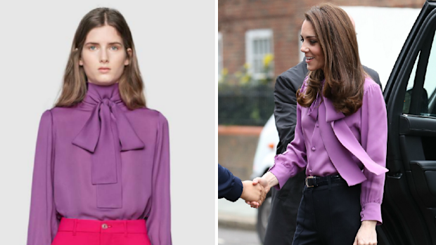 It seems Kate was wearing the blouse back-to-front.