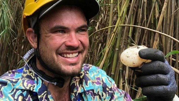 Wilson was slung on a line below a chopper to drop onto nests in remote swampland.