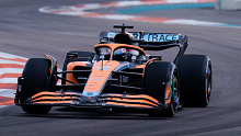 Daniel Ricciardo driving for McLaren during Miami Grand Prix qualifying.