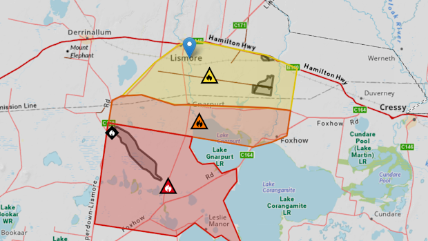 Vic Emergency - screenshot of Lismore fire