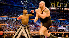 Champion boxer Floyd Mayweather in action at WrestleMania.