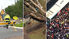 More than 100,000 NSW homes and businesses remain without power after wild weather tore through parts of the state, killing one man, ripping roofs off homes and throwing the afternoon commute into chaos.