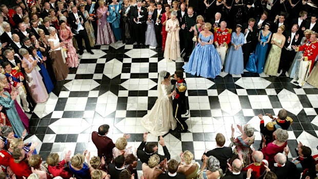 The wedding reception of Denmark's Crown Princess Mary and Crown Prince Frederik at Fredensborg Palace on May 14, 2004.