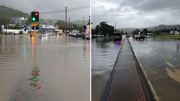 The Central Coast Highway in Gosford is closed after flash flooding. 
