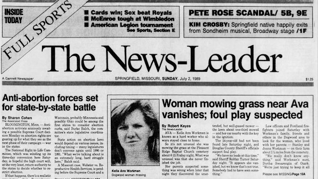 A local newspaper reports on missing woman Kelle Ann Workman
