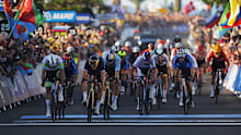 Michael Matthews (left) snags second in the UCI Road World Championships Men's Elite Road Race in Wollongong.