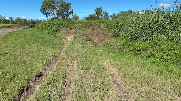 The embankment where Andrew Symonds crashed.